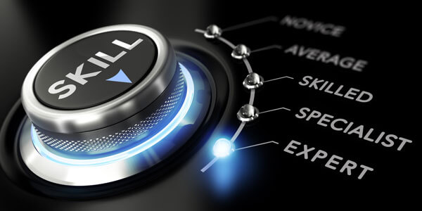 A skill dial pointing to the expert setting